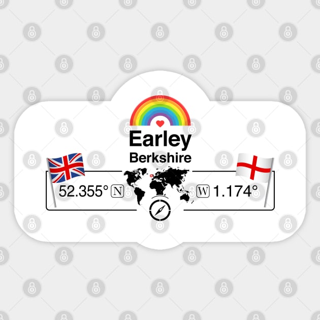 Earley, Berkshire with St. Georges Flag and Rainbow Sticker by MapYourWorld